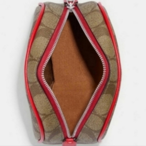 Coach Dome Cosmetic Case In Signature Canvas With Wild Strawberry - Picture 5 of 7